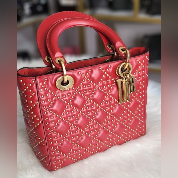 Mini Lambskin Cannage Studded Supple Lady Dior Satchel in full inclusion and COA - Picture 2 of 16